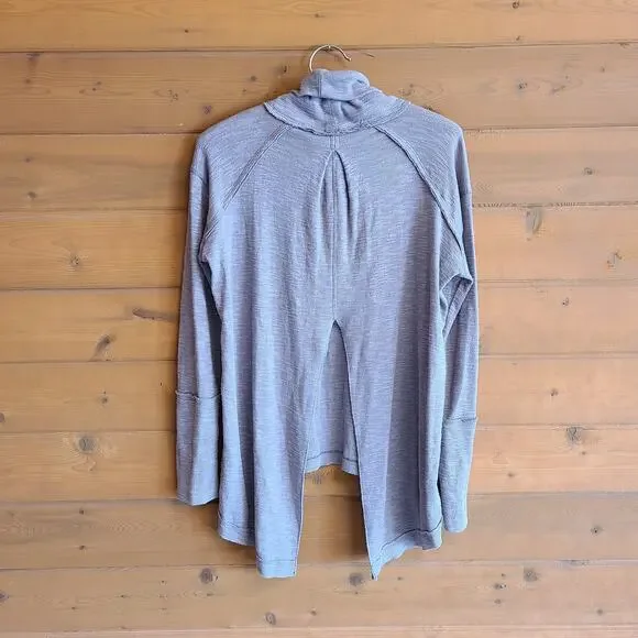 Free People Top Split Back Nutmeg Brown Turtleneck Blouse S Sweater Shirt Boho - Picture 3 of 5